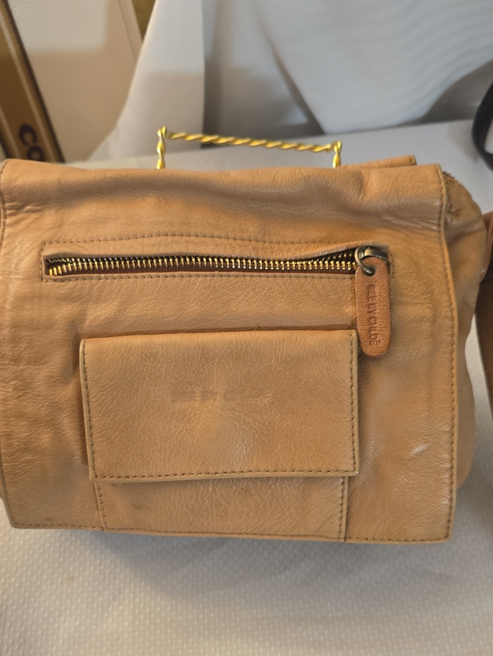 See By Chloé Tan Leather Crossbody Bag with Gold-Tone Handle